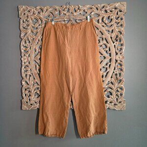J Jill Terracotta Orange Tan Linen Blend Wide Leg Ankle Pant Size Medium